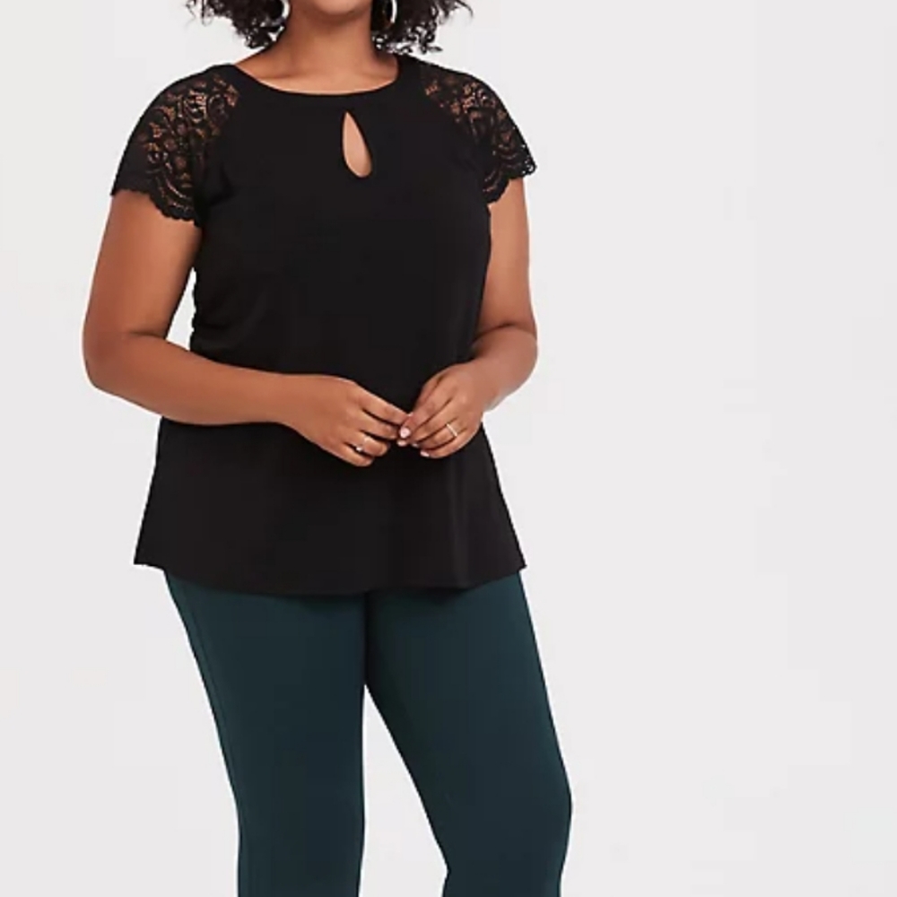Torrid studio lace knit sleeve top (black)